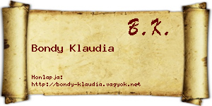 Bondy Klaudia névjegykártya